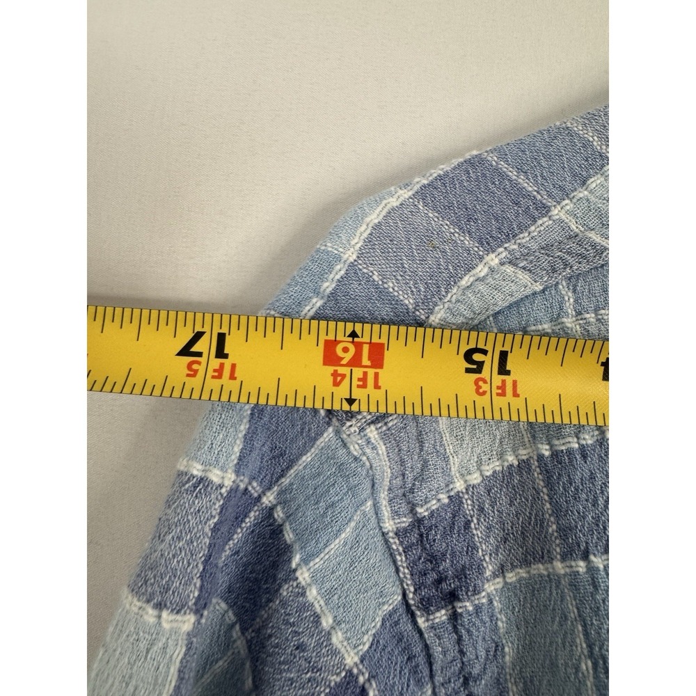 Christine Parker Blue Plaid ButtonDown Shirt Size M UGC Short Sleeve Lightweight - Picture 2 of 6